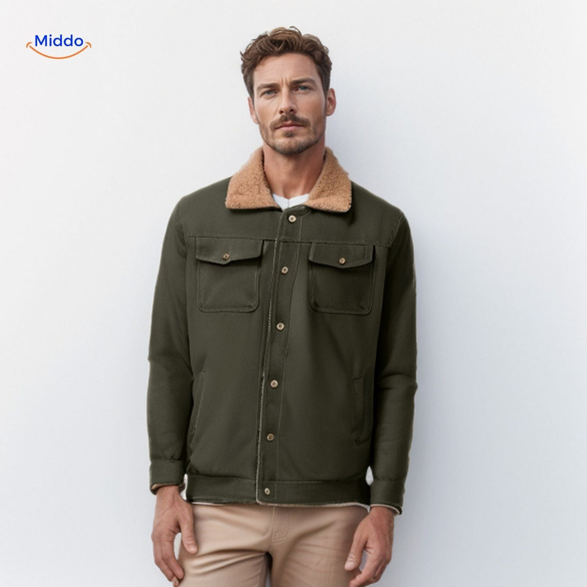 Veste de transition décontractée pour homme à col contrasté, déperlante, isolante, veste d'hiver au style moderne, confortable et chaude | Sansoti