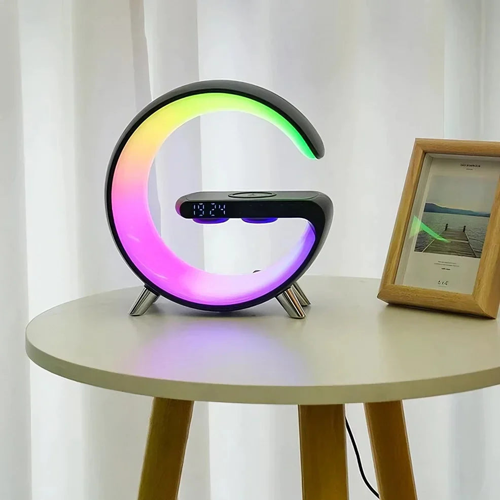 Multifunktionaler Wecker mit Bluetooth-Lautsprecher, kabelloser Ladefunktion und LED-Display, 3-in-1-Nachttisch-Gadget | Sansoti