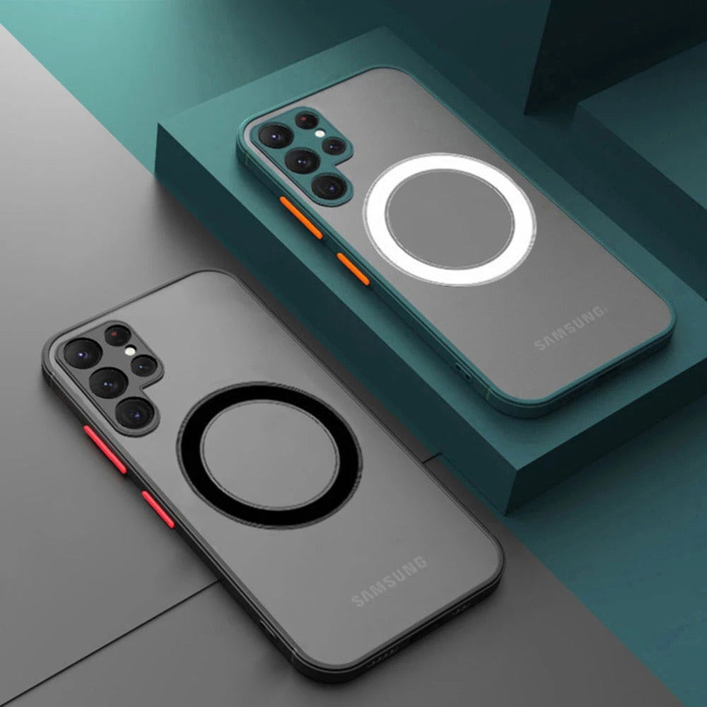 Magnetische Silikon-Handyhülle für Samsung Galaxy, matte Oberfläche, kabelloses Laden, vollständiger Schutz | Sansoti