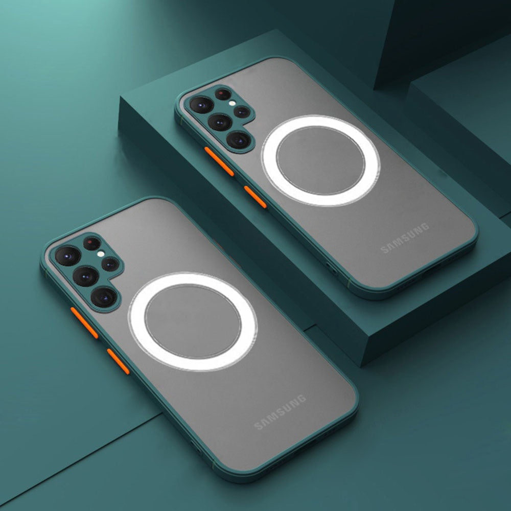 Magnetische Silikon-Handyhülle für Samsung Galaxy, matte Oberfläche, kabelloses Laden, vollständiger Schutz | Sansoti