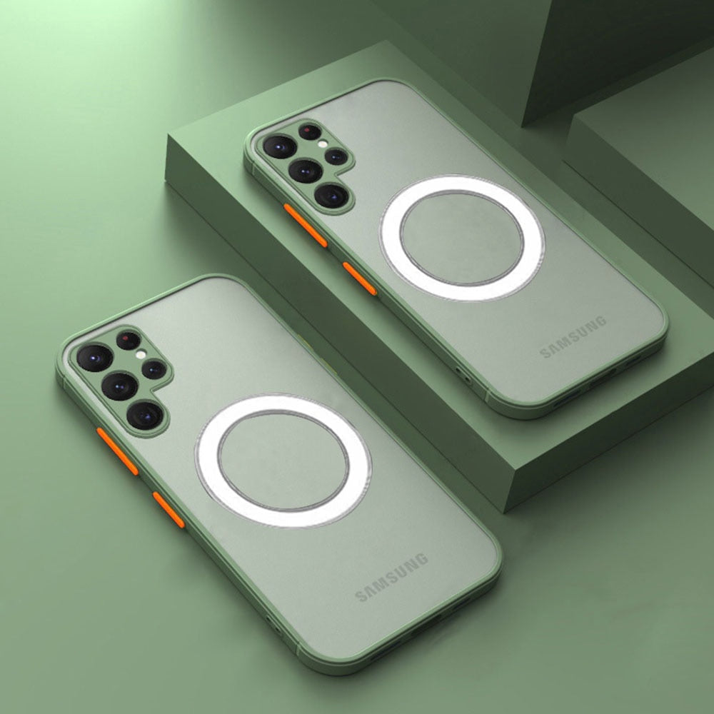 Magnetische Silikon-Handyhülle für Samsung Galaxy, matte Oberfläche, kabelloses Laden, vollständiger Schutz | Sansoti