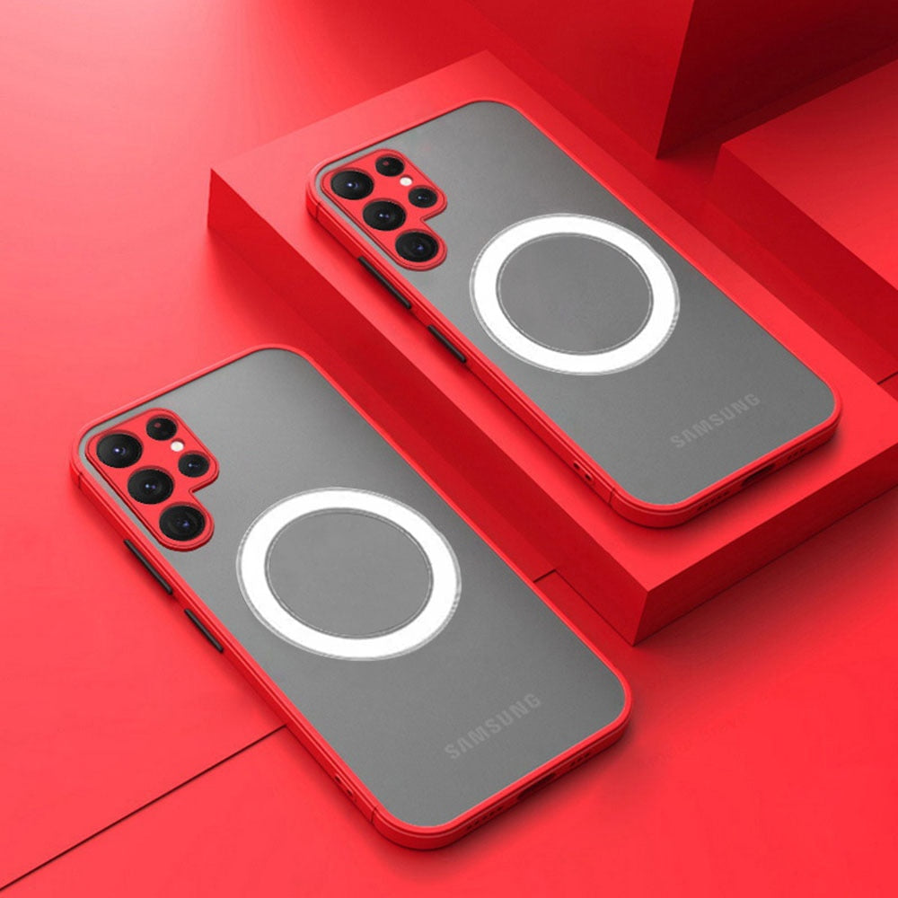 Magnetische Silikon-Handyhülle für Samsung Galaxy, matte Oberfläche, kabelloses Laden, vollständiger Schutz | Sansoti