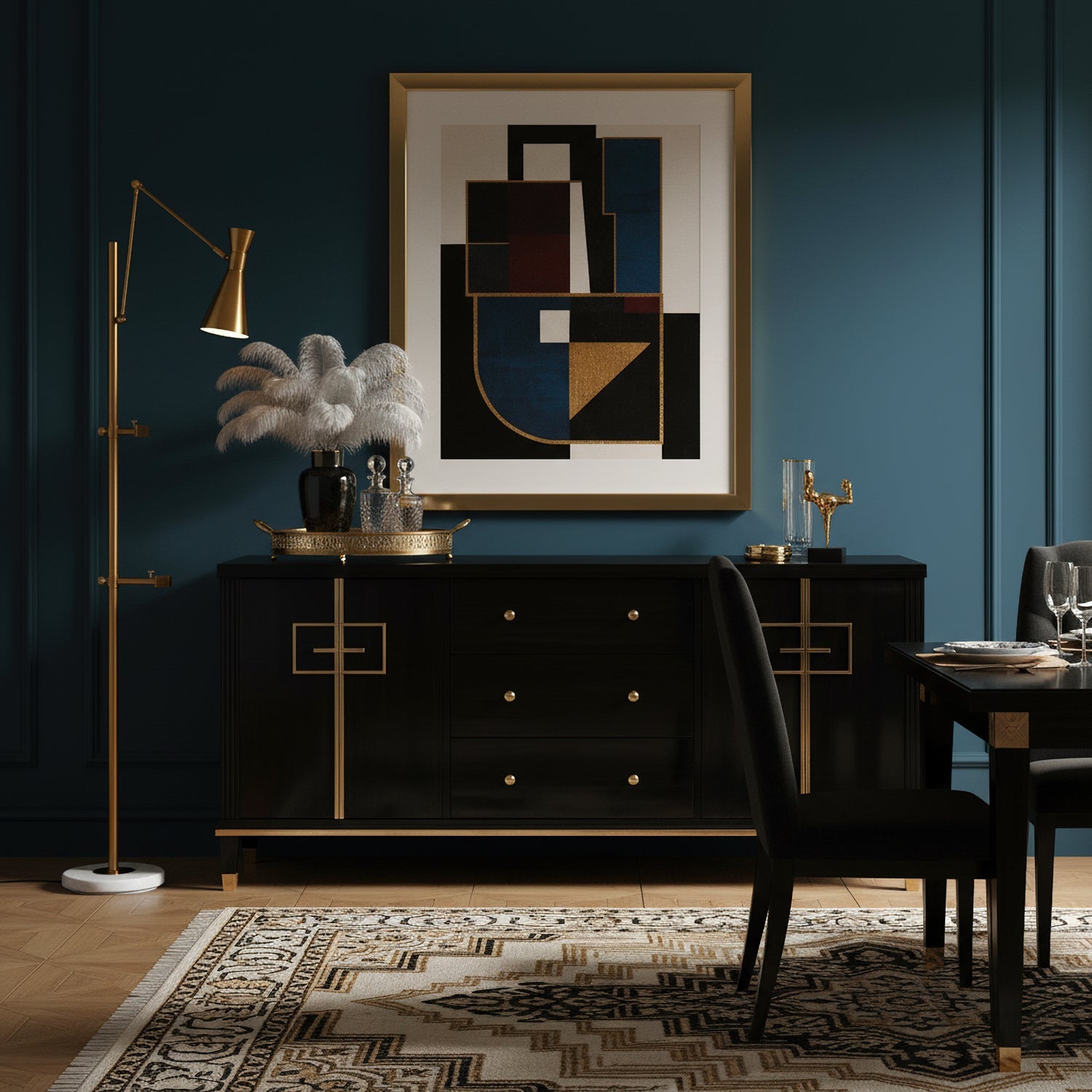 Vloerlamp met Ezelhouder Goudkleurig Frame Marmeren Voet E26/E27 Max 40W Moderne Verlichting voor Kunstwerken en Interieur | Sansoti