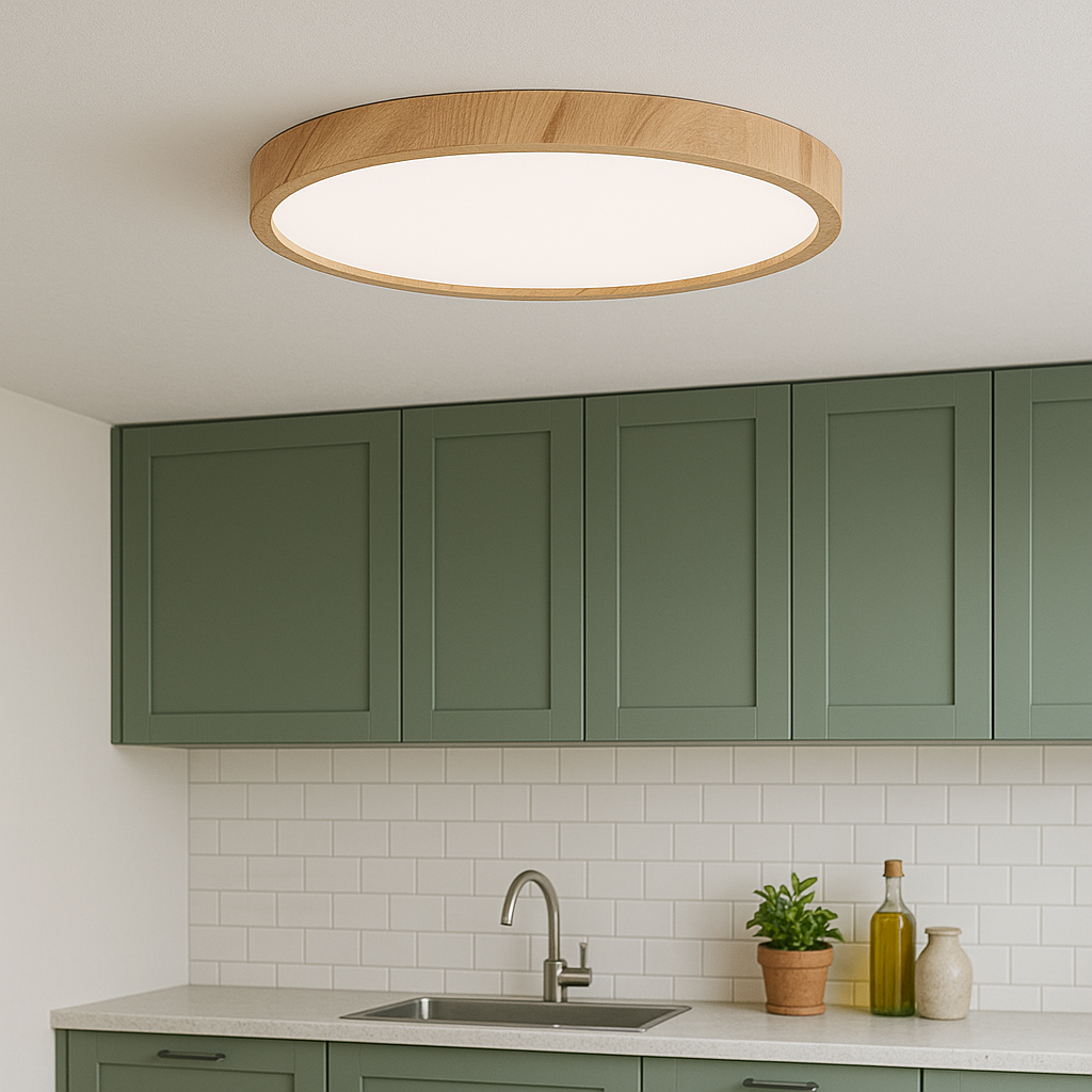Plafonnier LED effet bois au design scandinave 18W 24W 32W lumière chaude éclairage du salon de la salle à manger et de la chambre | Sansoti