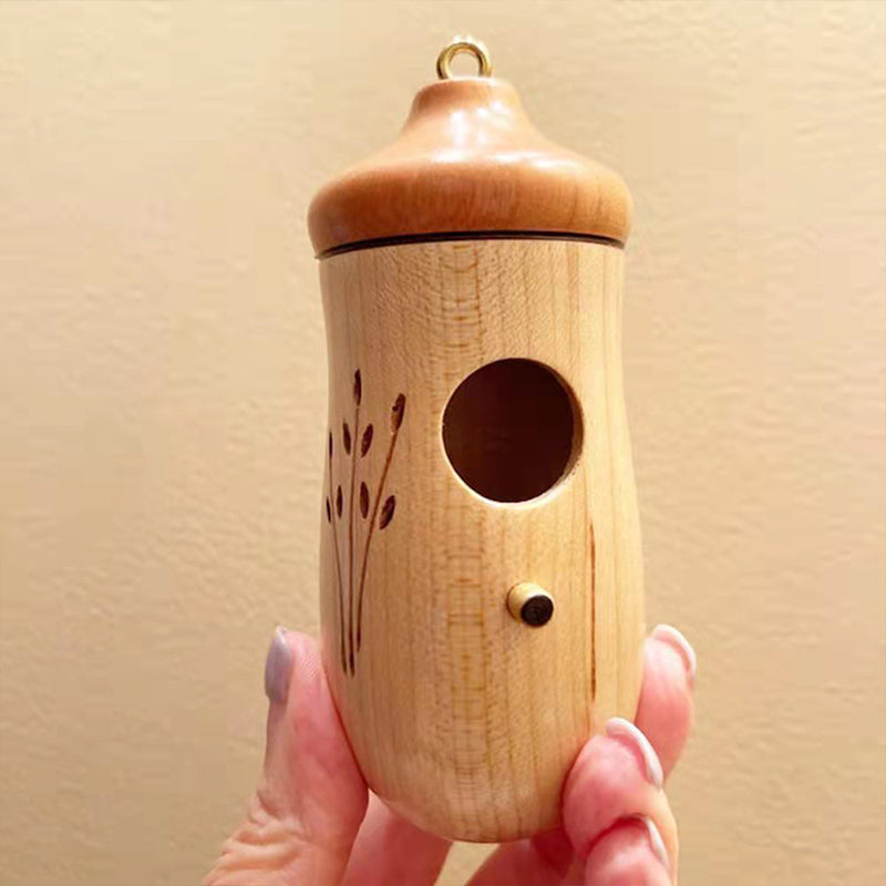 Houten Kolibrihuisje Natuurlijk Nestkastje voor Tuin en Balkon met Handgesneden Details Decoratief Vogelhuisje | Sansoti