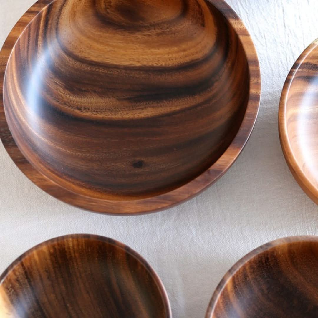 Set de saladiers et de corbeilles à fruits ronds en bambou et bois naturel, de différentes tailles, durable, pour la cuisine | Sansoti
