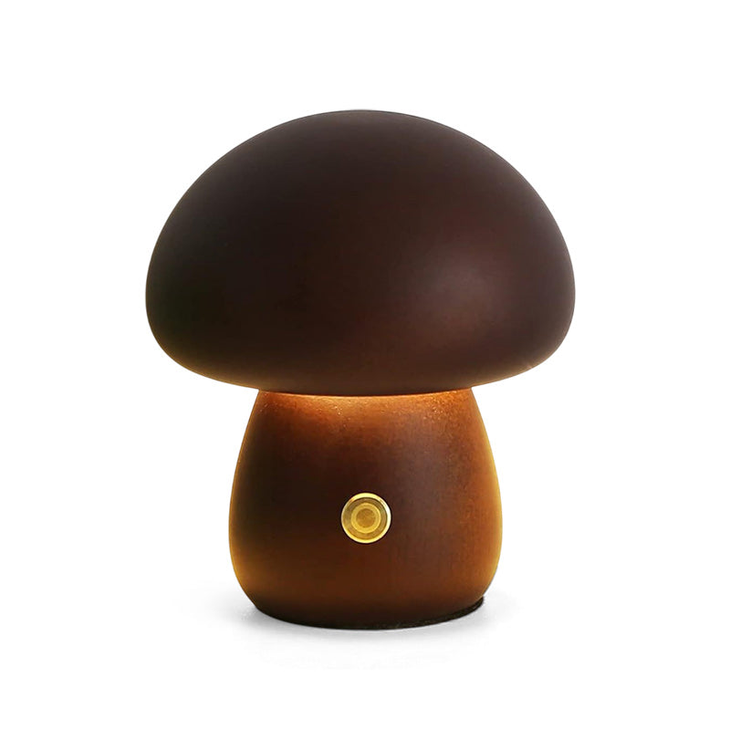Houten Paddenstoel Tafellamp met Ingebouwde Batterij & Touch-bediening – Warm Sfeerlicht voor Woonkamer, Slaapkamer, Kantoor – Oplaadbare LED-lamp met Dimfunctie – Decoratieve Sfeerverlichting | Sansoti