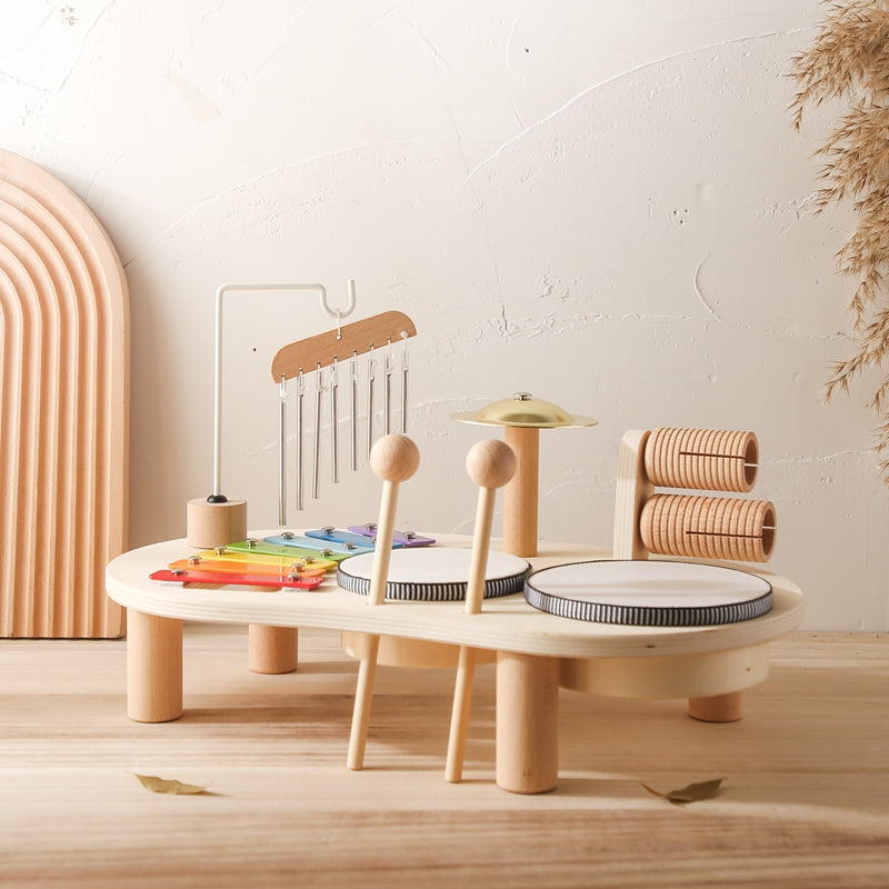 Houten Muziektafel met Xylofoon en Drums – Multifunctionele Activiteitentafel voor Kinderen vanaf 1 Jaar | Sansoti