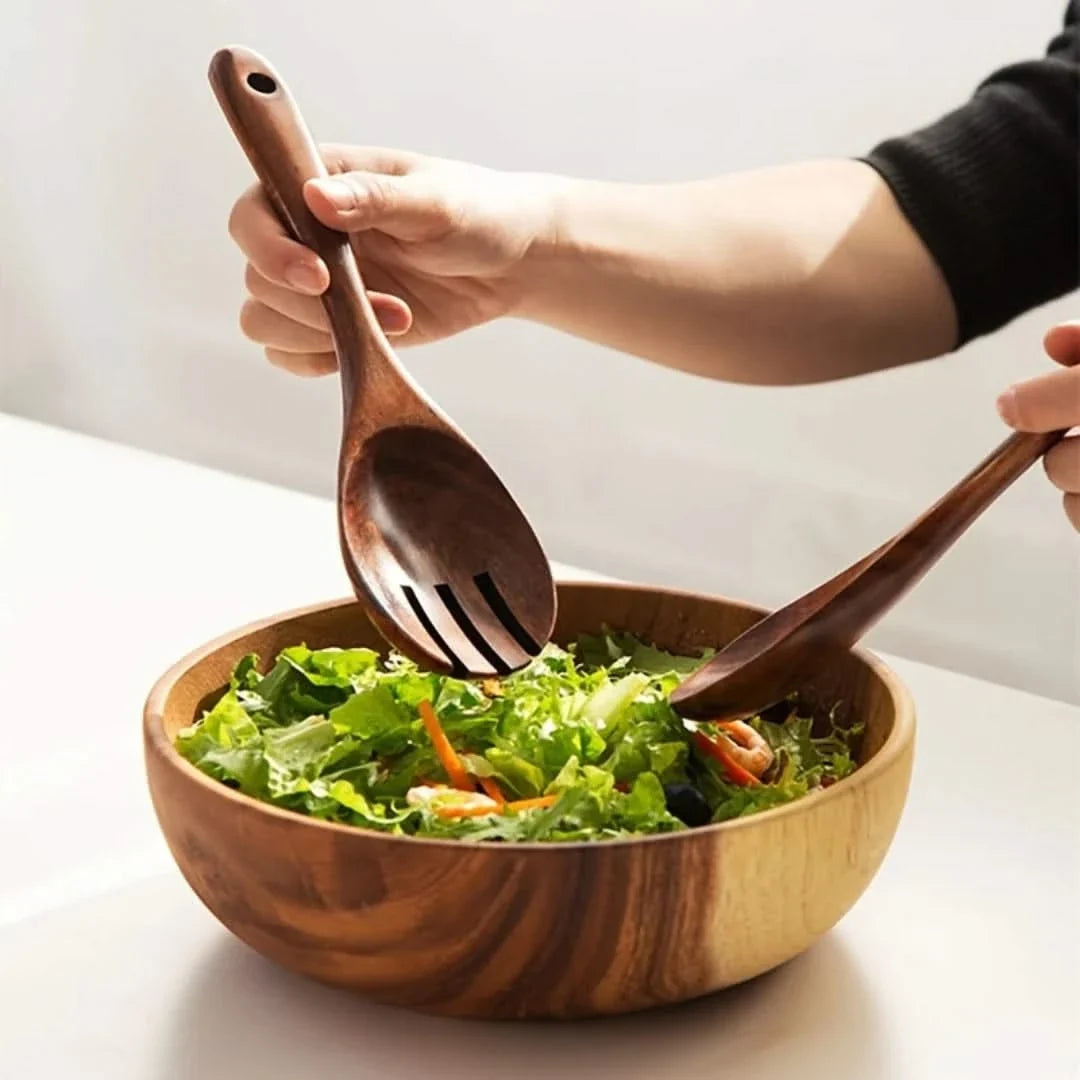 Holzschale Natürliches Holz Servierschale Salatschüssel Obstschale Dekorative Tischpräsentation Handgefertigt | Sansoti