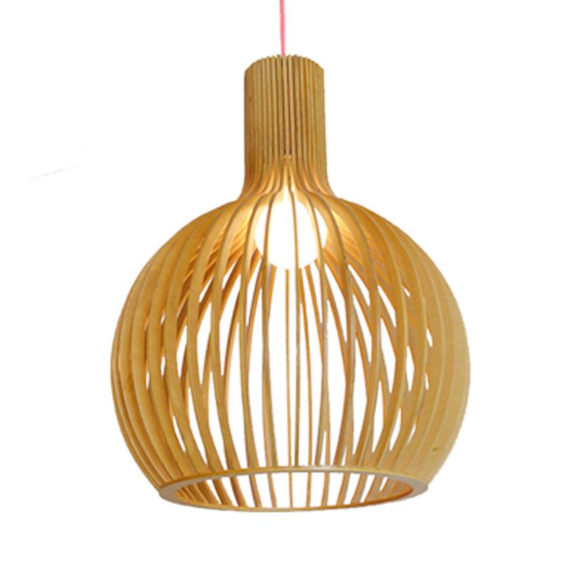 Houten Hanglamp Scandinavisch Design Plafondverlichting Eethoek Woonkamer Sfeerlicht Natuurlijk Hout 45cm | Sansoti