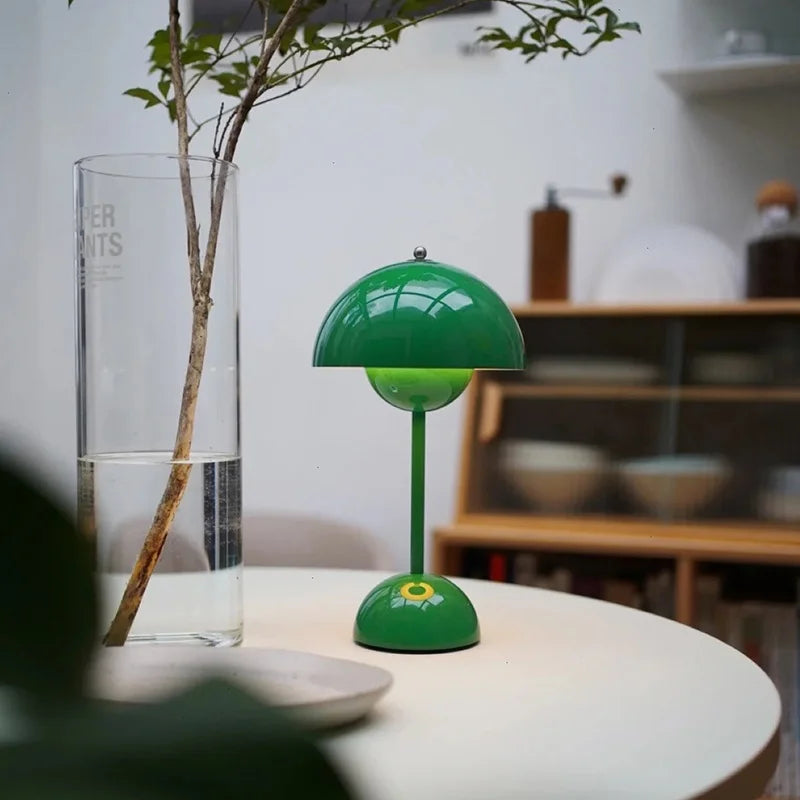 Tafellamp paddenstoel LED USB oplaadbaar draadloos nachtkastje bureau sfeerlicht interieur | Sansoti