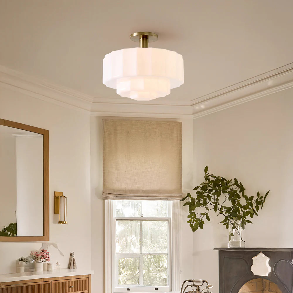 Gelaagde Plafondlamp met Getextureerd Melkglas – Modern Vintage Design | Sansoti