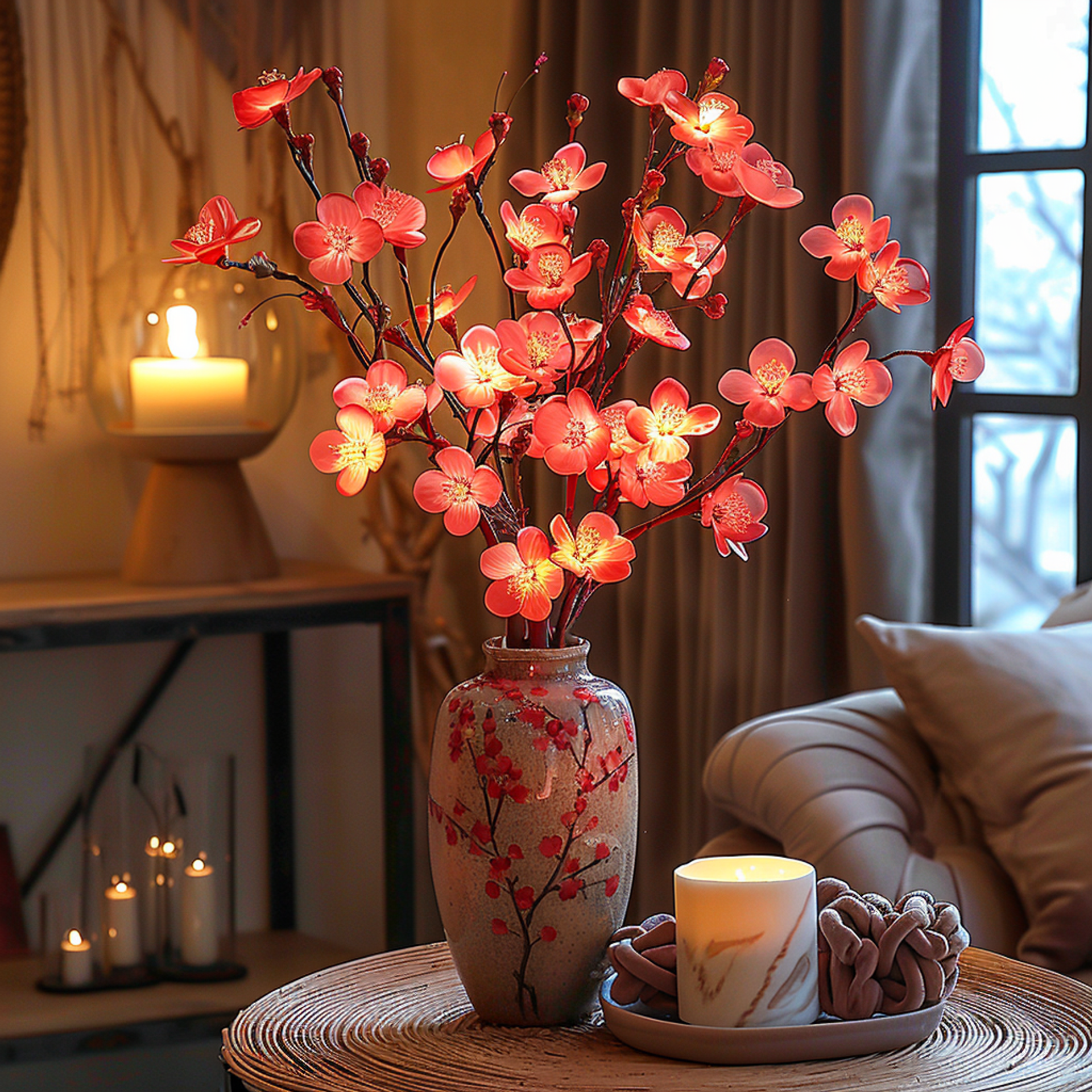 Branche Lumineuse Branche d'Olivier LED Blanc Chaud 70cm 120 Lumières Éclairage d'Ambiance Branche Décorative Guirlandes Lumineuses Salon Chambre Piles Noël Nature
