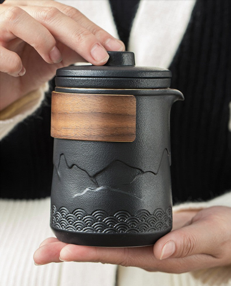Reis Theeset Keramiek Compact Met Theepot Kopjes En Reistas Bergdesign | Sansoti