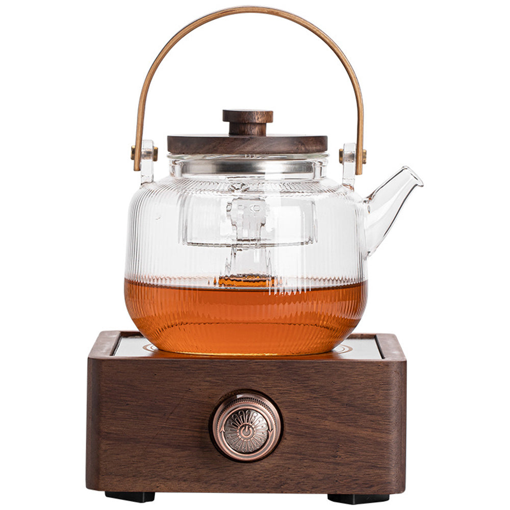 Theewarmer Elektrisch Verstelbaar Walnoothout Thee Kachel Warmhoudplaat Retro Design | Sansoti