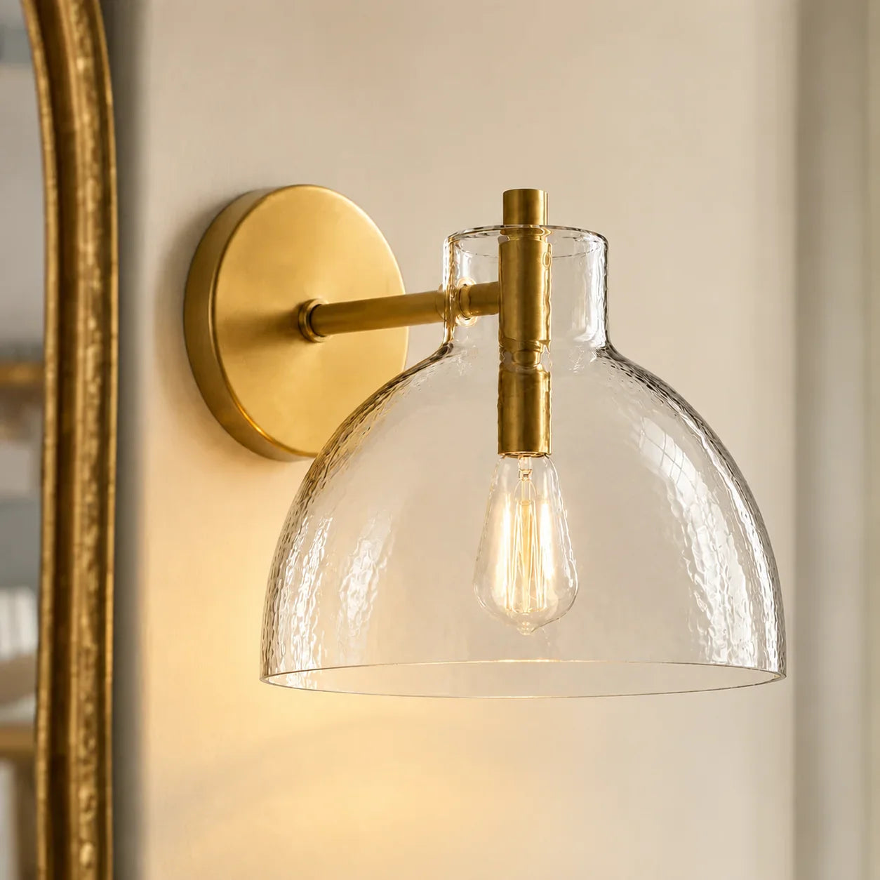 Wandlamp Gerecycled Glas Antique Brass – Minimalistische Wandverlichting voor Badkamer, Gang, Hal & Slaapkamer | Sansoti