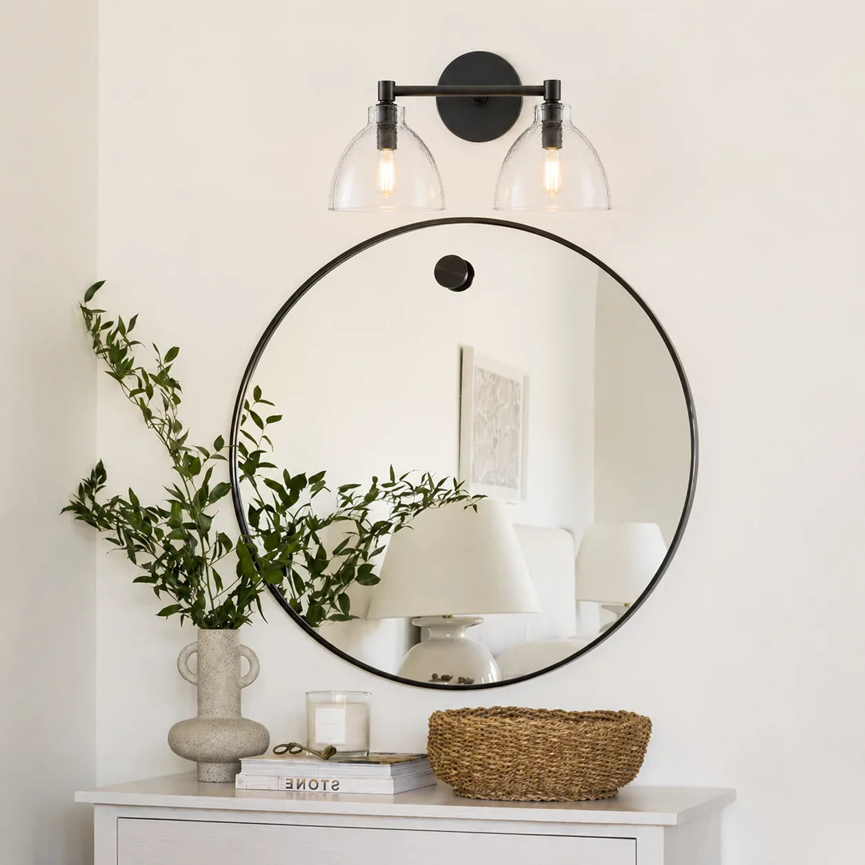 Wandlamp Gerecycled Glas Antique Brass – Minimalistische Wandverlichting voor Badkamer, Gang, Hal & Slaapkamer | Sansoti