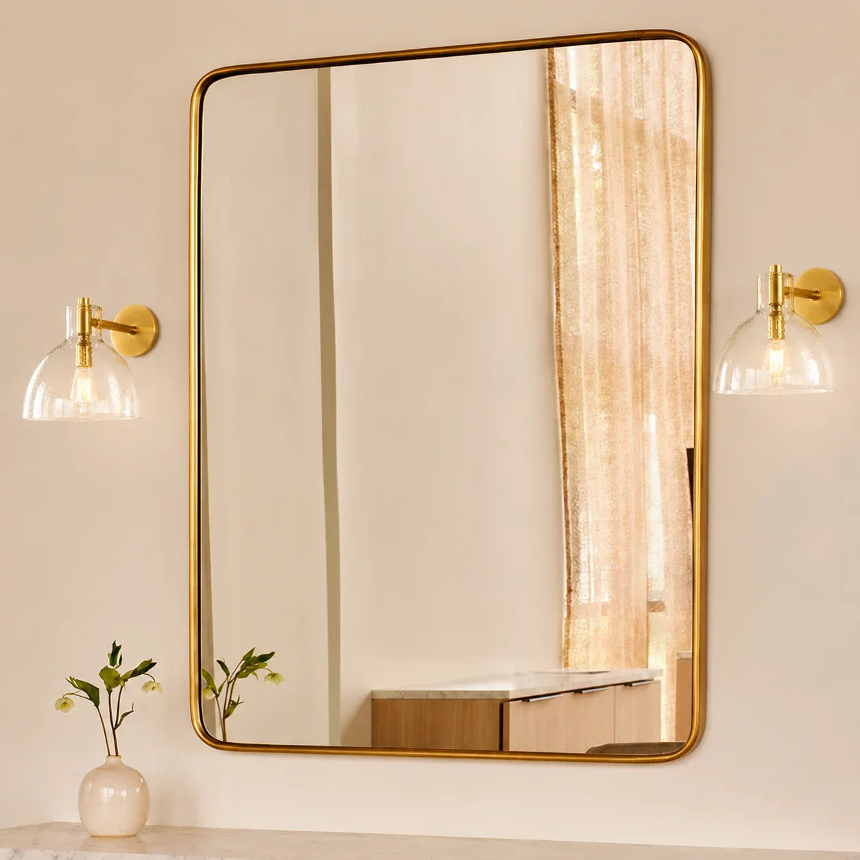 Wandlamp Gerecycled Glas Antique Brass – Minimalistische Wandverlichting voor Badkamer, Gang, Hal & Slaapkamer | Sansoti