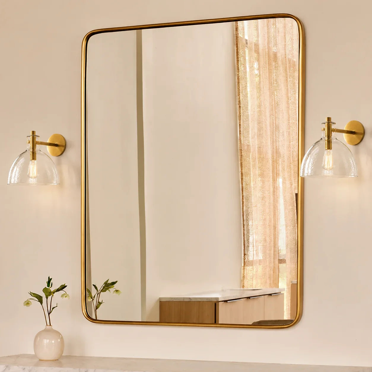 Wandlamp Gerecycled Glas Antique Brass – Minimalistische Wandverlichting voor Badkamer, Gang, Hal & Slaapkamer | Sansoti