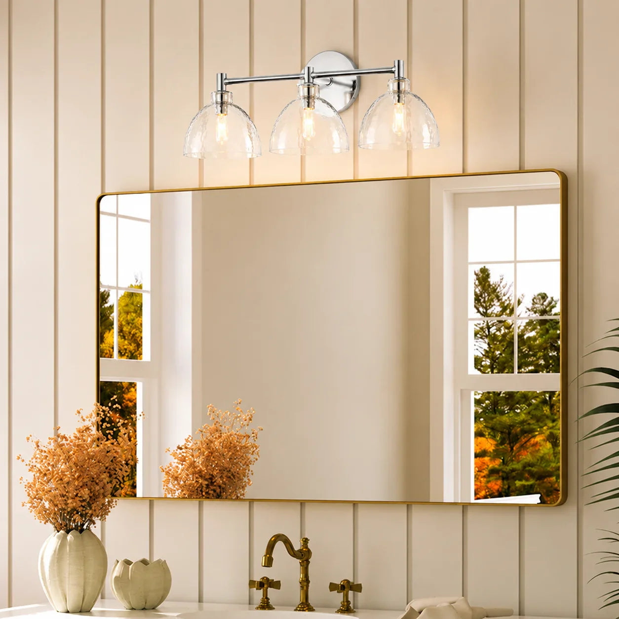 Wandlamp Gerecycled Glas Antique Brass – Minimalistische Wandverlichting voor Badkamer, Gang, Hal & Slaapkamer | Sansoti