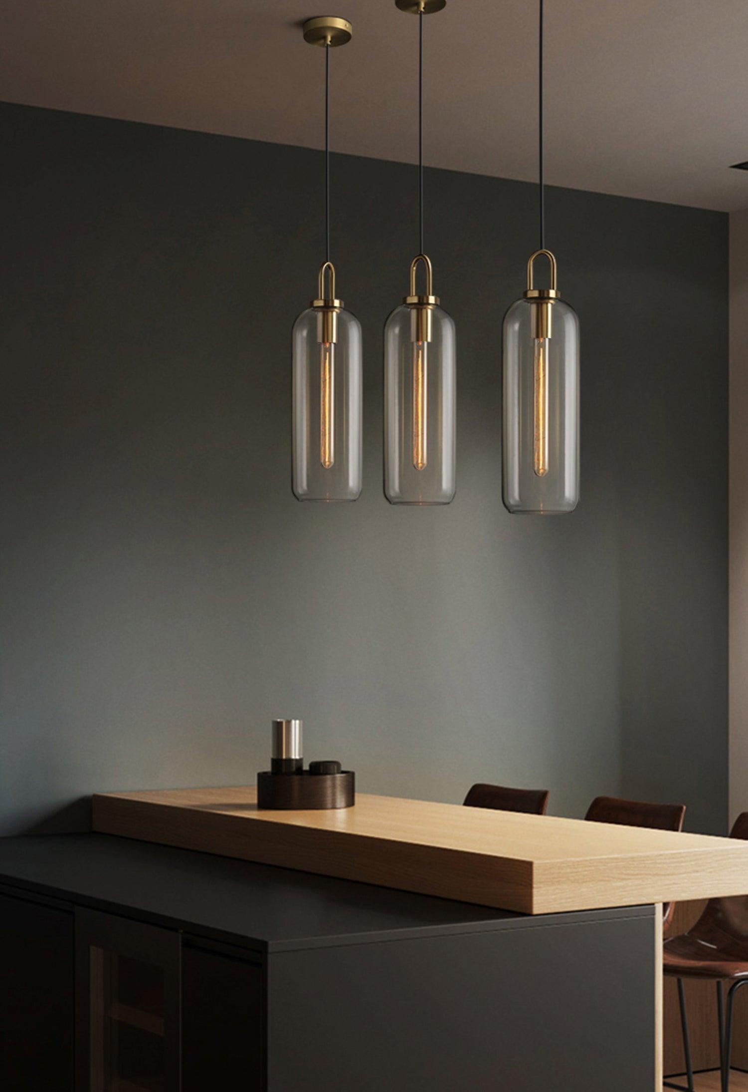 Glazen Hanglamp met Koperen Afwerking – Capsule & Sphere Vormen | Sansoti
