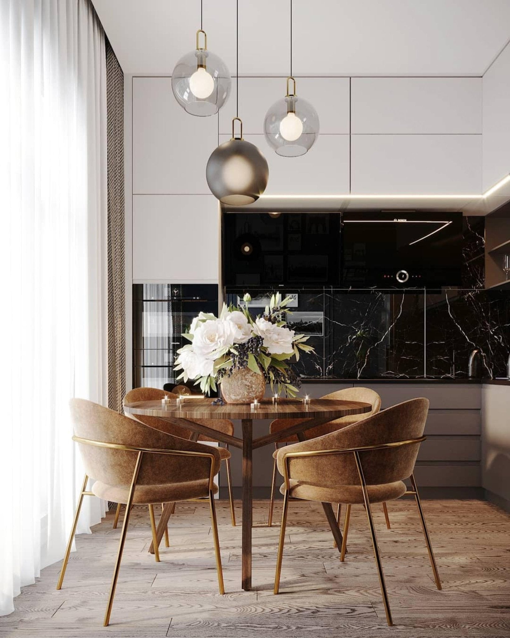 Glazen Hanglamp met Koperen Afwerking – Capsule & Sphere Vormen | Sansoti