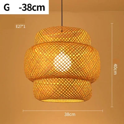 Handgevlochten Rotan Hanglamp Natuurlijk Design Warm Licht Eetkamer Woonkamer Bohemian Stijl Lampenkap | Sansoti