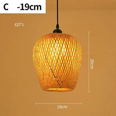 Handgevlochten Rotan Hanglamp Natuurlijk Design Warm Licht Eetkamer Woonkamer Bohemian Stijl Lampenkap | Sansoti