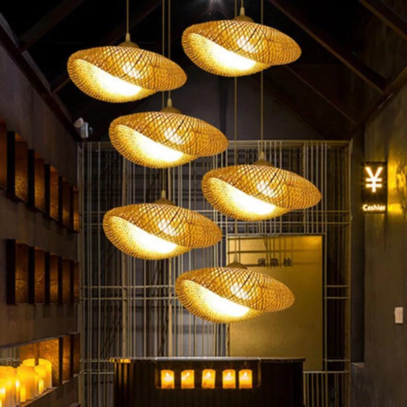 Handgevlochten Rotan Hanglamp Natuurlijk Design Warm Licht Eetkamer Woonkamer Bohemian Stijl Lampenkap | Sansoti