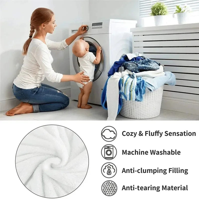 Pluche Plaid Lichtbruin Beige Wit Hemelsblauw 100-230 cm Zachte Woonplaid voor Bed Bank Slaapkamer Woonkamer | Sansoti