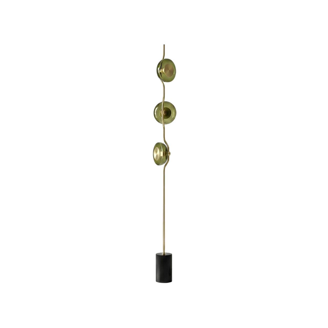 Vloerlamp met groen glas en geïntegreerde LED | 180 cm hoog | moderne vloerverlichting met sculptuur | Sansoti