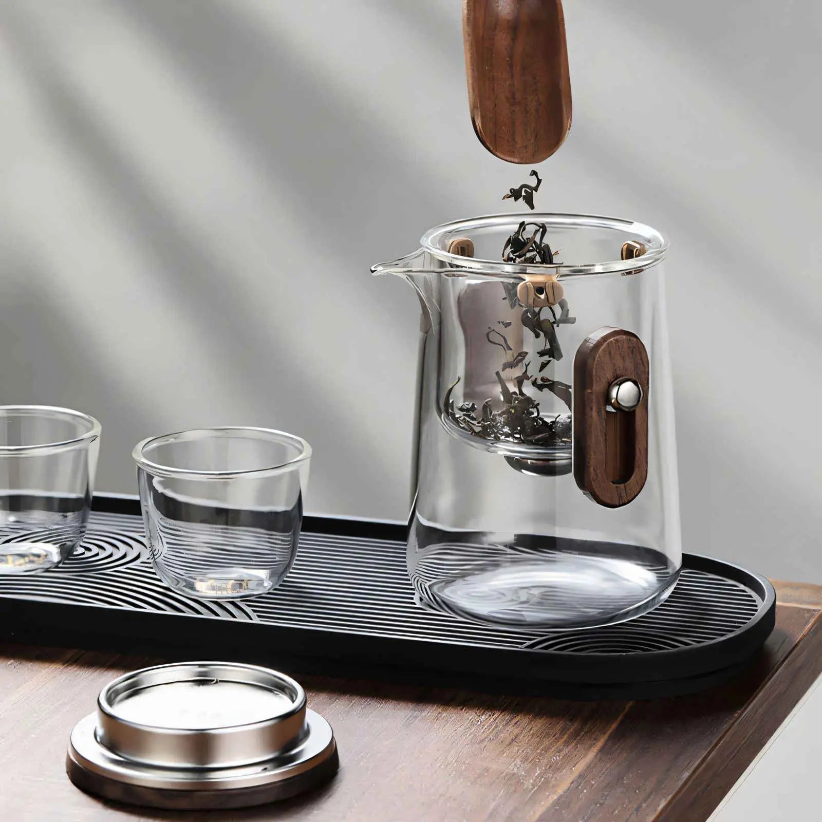 Théière de Voyage en Verre 330ml Borosilicate avec Tasses et Valise de Transport Camping Plein Air | Restfield
