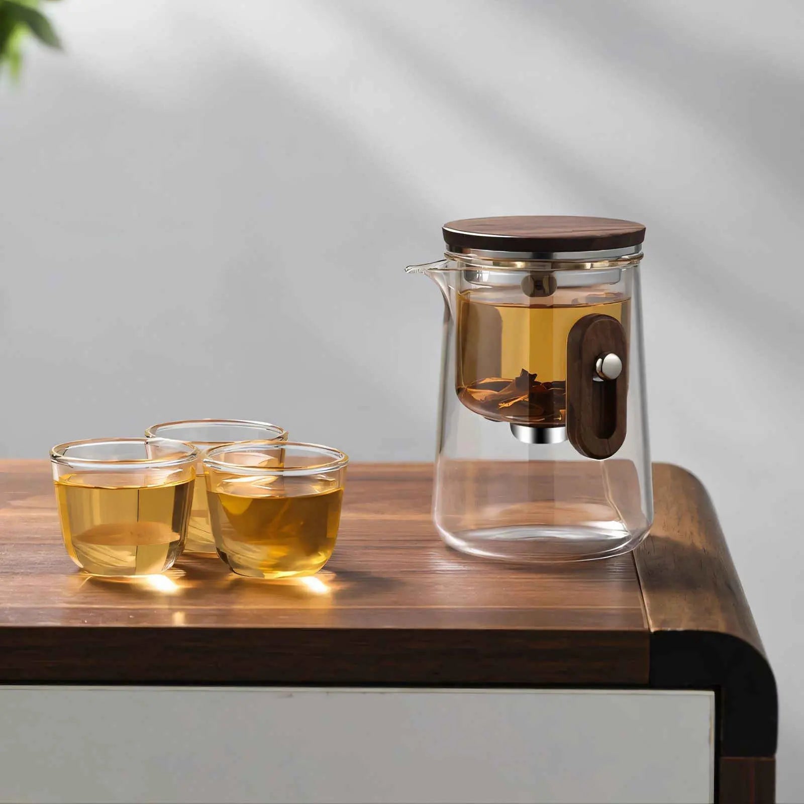 Théière de Voyage en Verre 330ml Borosilicate avec Tasses et Valise de Transport Camping Plein Air | Restfield