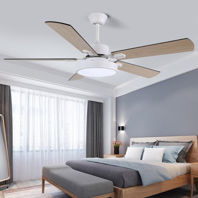 Moderne Plafondventilator met Houten Bladen & Geïntegreerde LED-Verlichting – Ø107 cm, Afstandsbediening, 6 Snelheden, Verstelbaar Vermogen | Sansoti