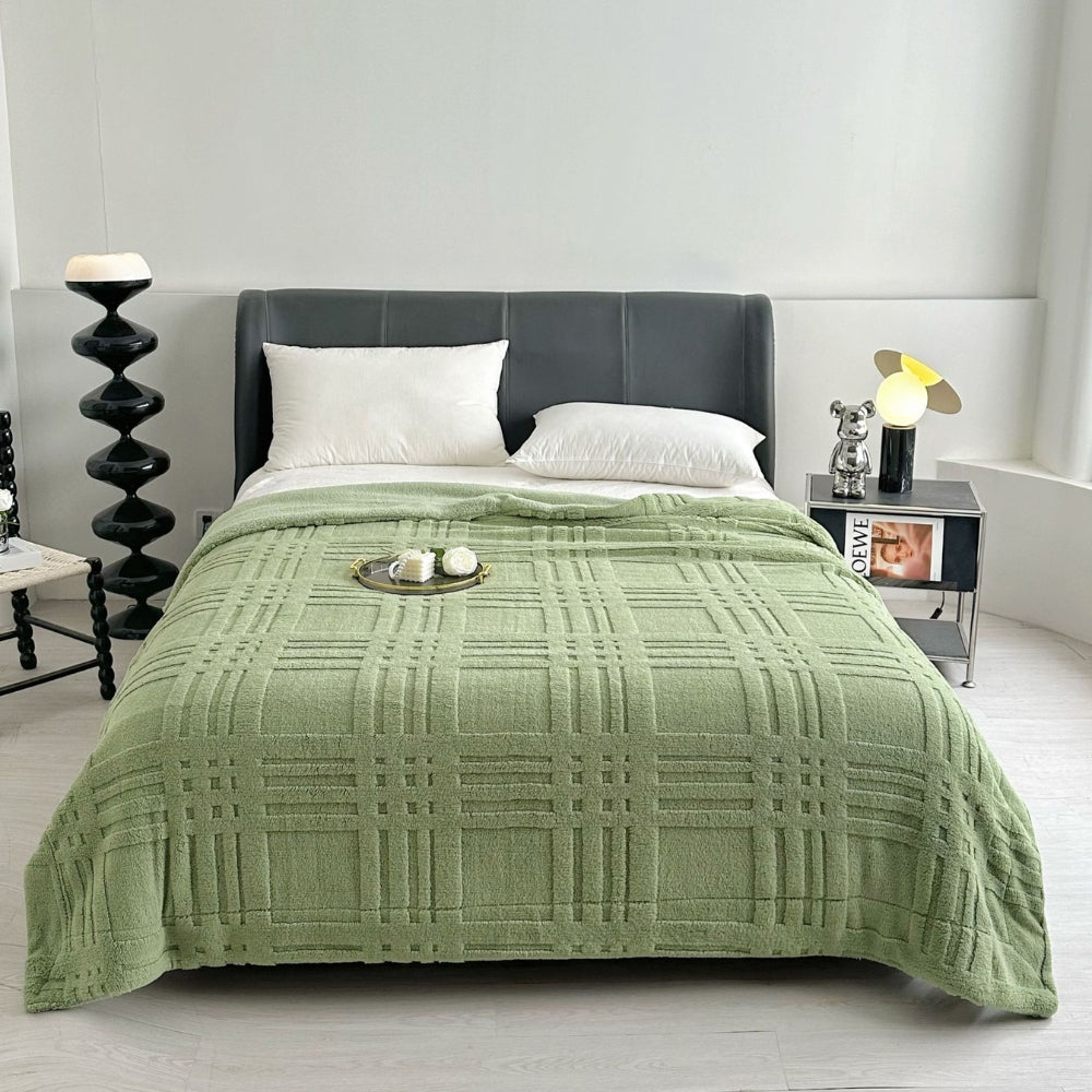 Textured Double-Layer Microfiber Blanket Living Room Bedroom Warm Winter Blanket Soft Comfortable | Sansoti
