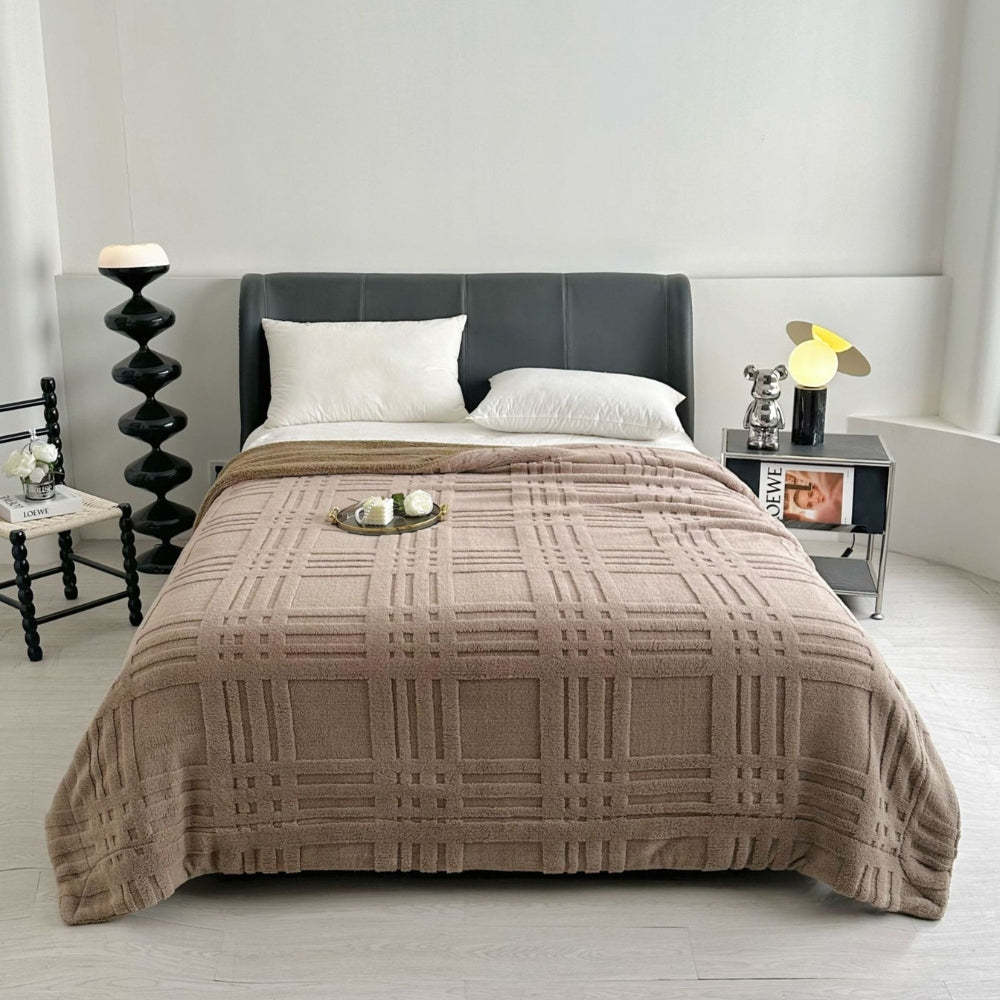 Textured Double-Layer Microfiber Blanket Living Room Bedroom Warm Winter Blanket Soft Comfortable | Sansoti