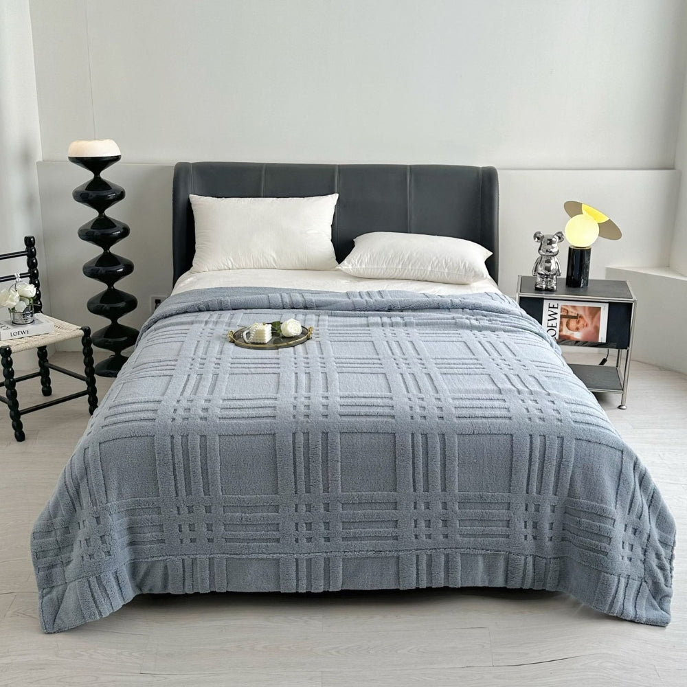 Textured Double-Layer Microfiber Blanket Living Room Bedroom Warm Winter Blanket Soft Comfortable | Sansoti