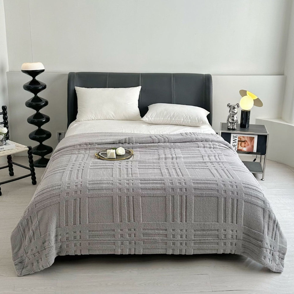 Textured Double-Layer Microfiber Blanket Living Room Bedroom Warm Winter Blanket Soft Comfortable | Sansoti