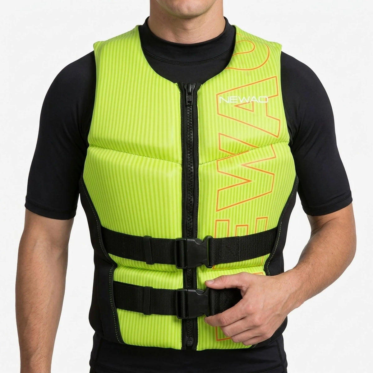 Drijfvest met Rits Neopreen Waterski Kajak Zwemvest Verstelbaar Watersport Veiligheid Zwart Oranje Groen | Sansoti