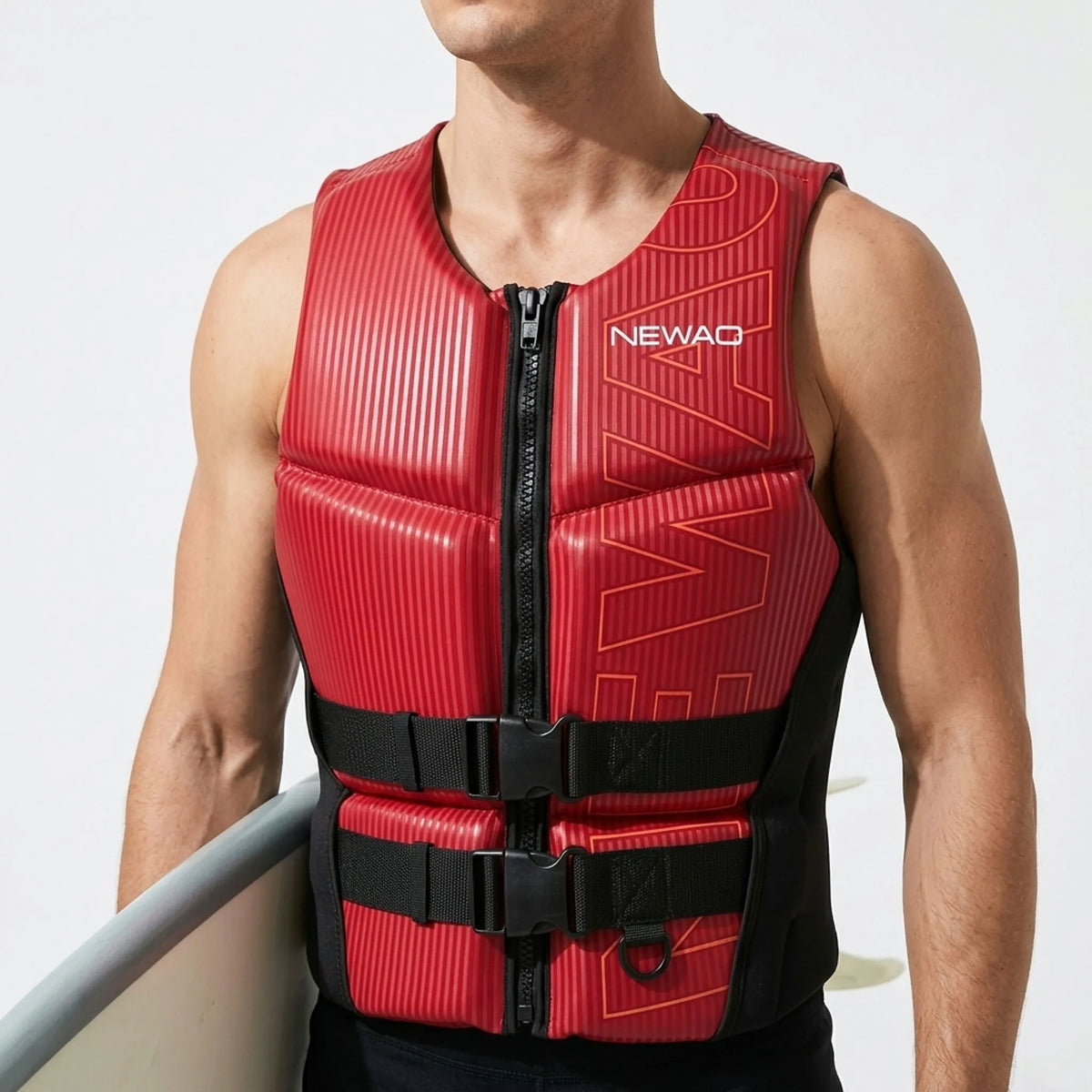 Drijfvest met Rits Neopreen Waterski Kajak Zwemvest Verstelbaar Watersport Veiligheid Zwart Oranje Groen | Sansoti