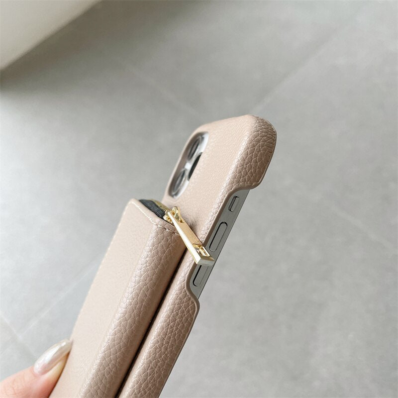 Telefoonhoesje met Portemonnee Crossbody Band iPhone Kunstleer Kaarthouder Standaard Handsfree Bescherming | Sansoti