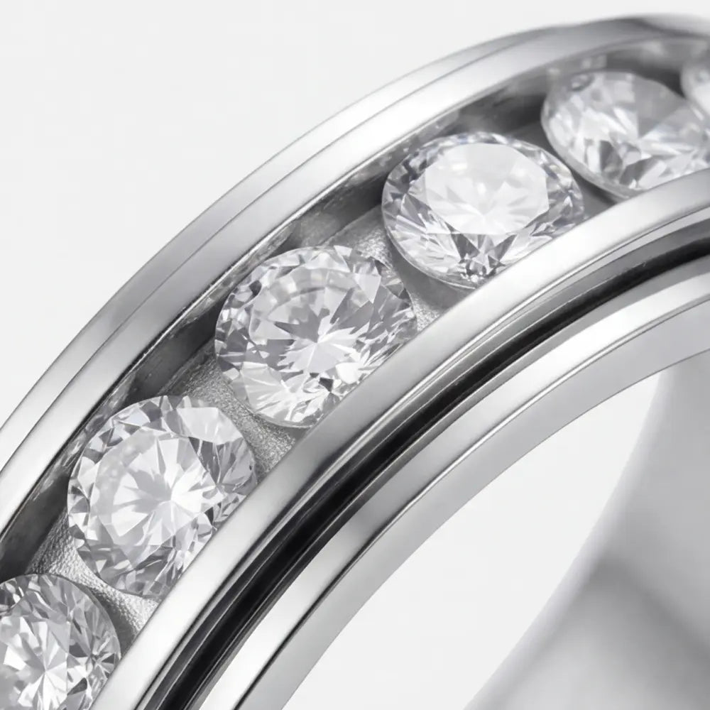 Draaibare Ring met Zirkonia Stenen Titanium Staal Zilver Goud Rosé Goud 3 Kleuren Briljante Sieraden voor Dagelijks Gebruik | Sansoti