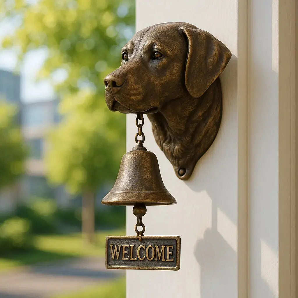 Wandbel Hond Brons Antiek Design Gietijzer Deur Tuin Welkom Sierlijk Decoratief Metalen Deurbel Klok Ingang Vintage | Sansoti