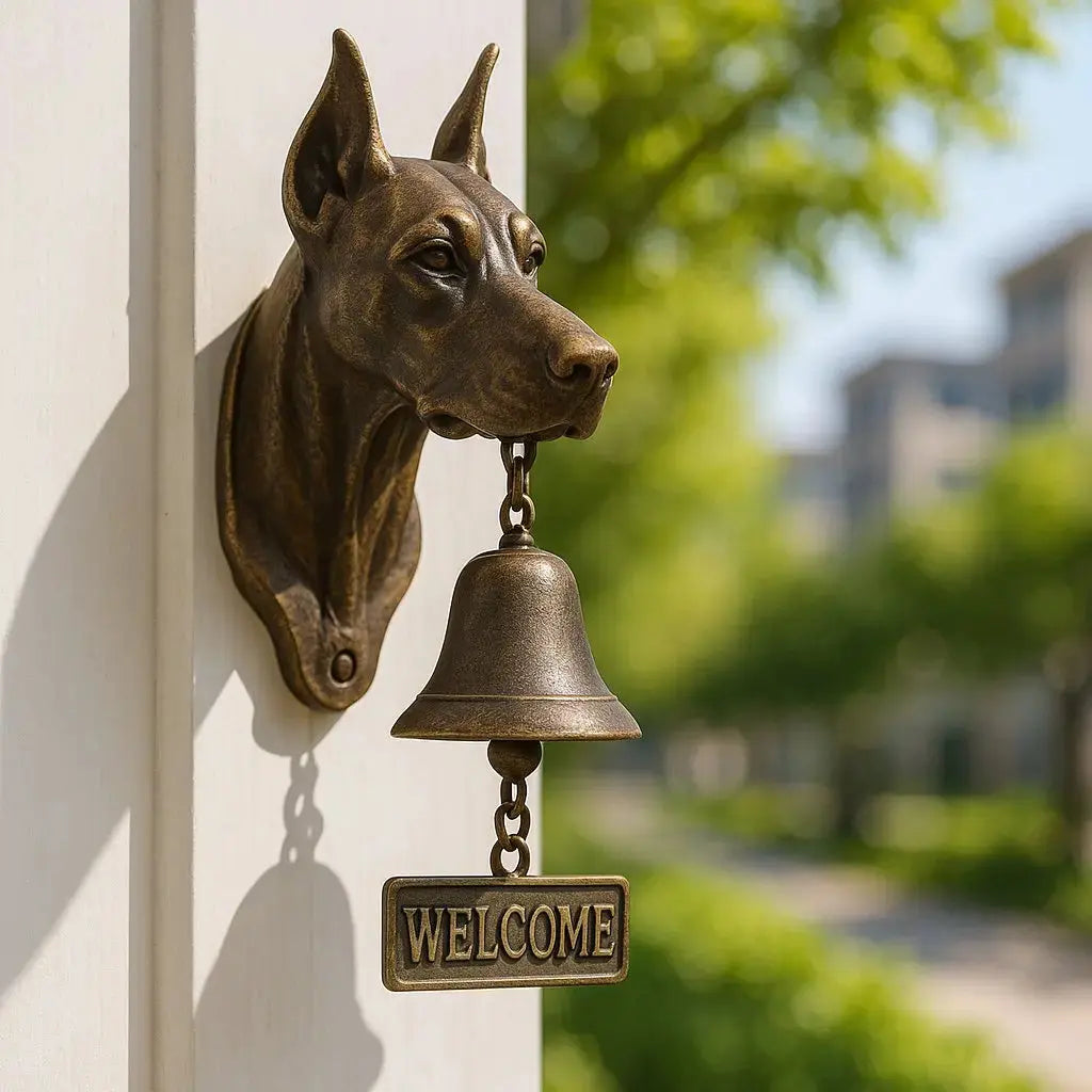Wandbel Hond Brons Antiek Design Gietijzer Deur Tuin Welkom Sierlijk Decoratief Metalen Deurbel Klok Ingang Vintage | Sansoti