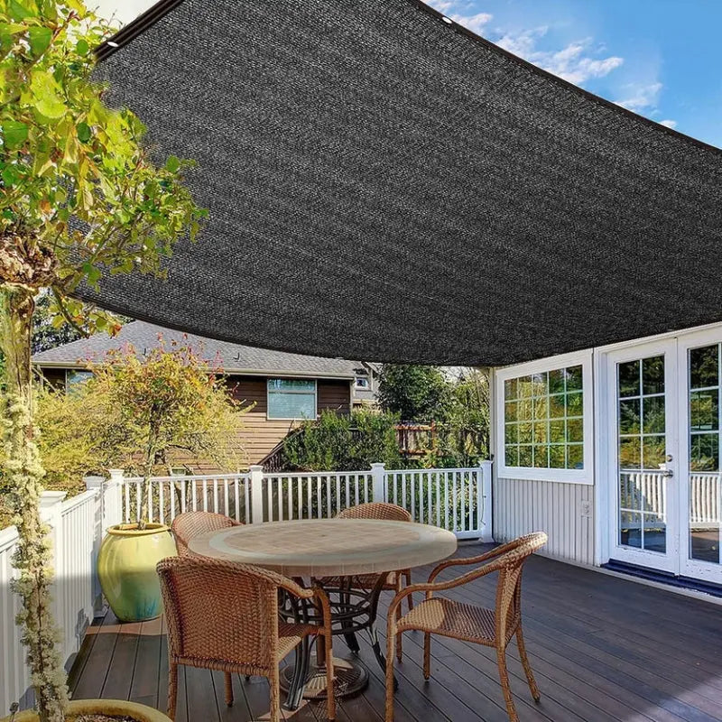 Square HDPE Shade Sail Black with Eyelets UV-Resistant for Balcony, Terrace, and Garden Sun Protection | Sansoti