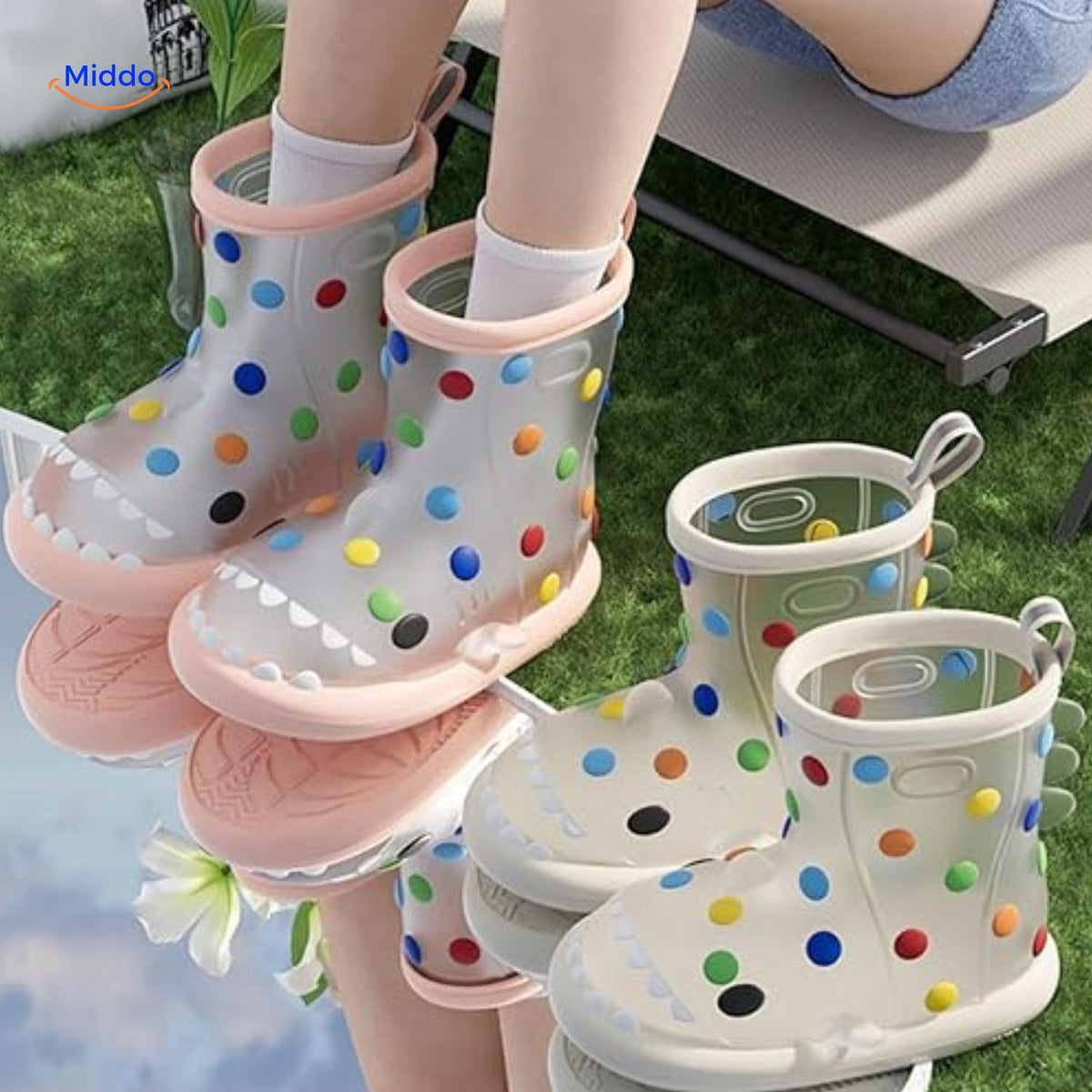 Waterbestendige Kinderregenlaarzen met 3D Haaienontwerp Antislip Rubberen Laarzen voor Peuters en Kleuters | Sansoti