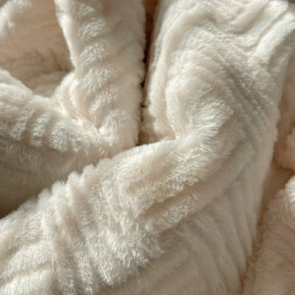 Jacquard-Decke aus Kaninchenplüsch, doppelseitiges Lammfell-Fleece, warm, Schlafzimmer, Wohnzimmer, Sofa, Couch | Sansoti