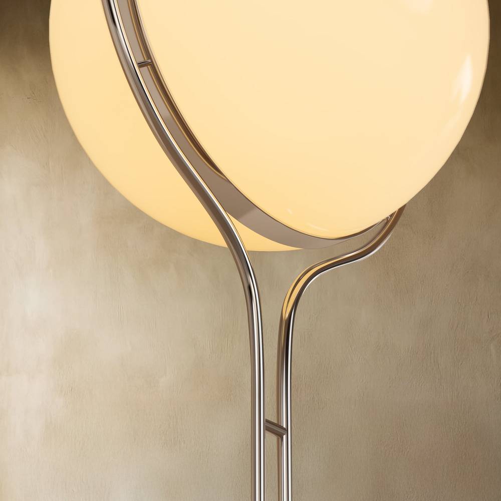 Sculpturale Staande Lamp Met Verticale Lichtkolom En Acryl Bollen | Sansoti