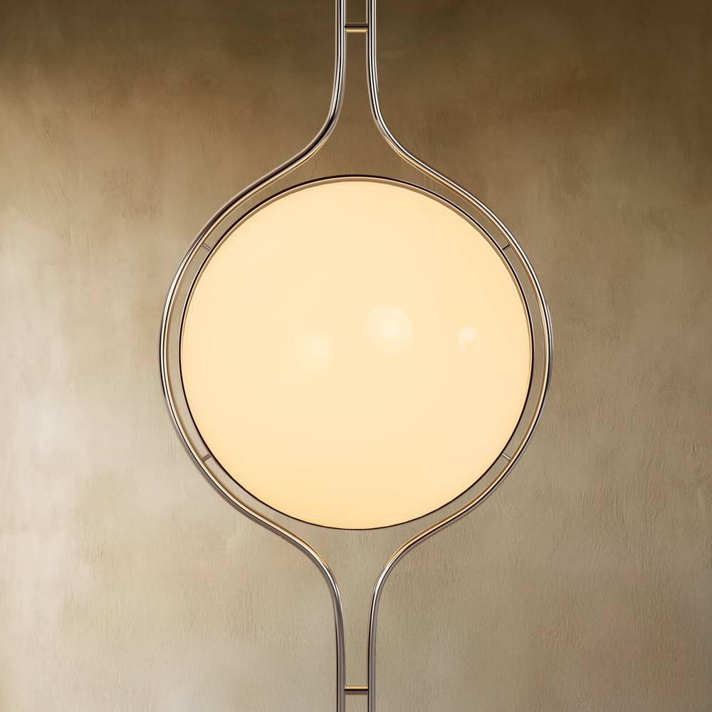 Sculpturale Staande Lamp Met Verticale Lichtkolom En Acryl Bollen | Sansoti