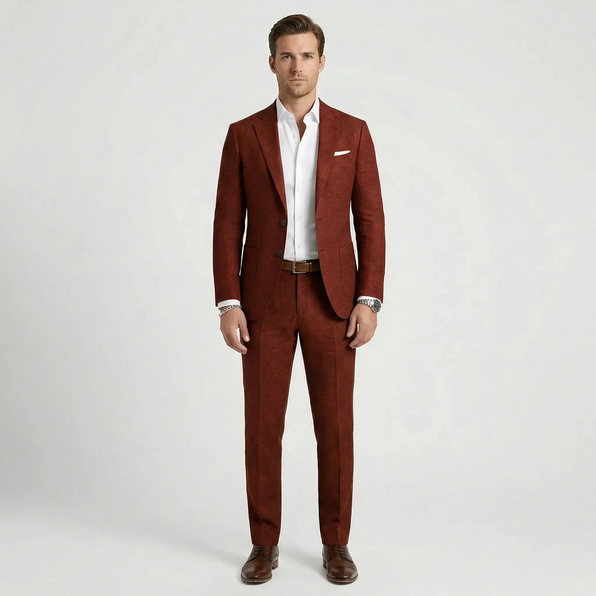 Two-Piece Men's Suit, Jacket and Trousers, Business Formal, Black, Gray, Beige, Burgundy, Wedding, Work, S-5XL | Sansoti
